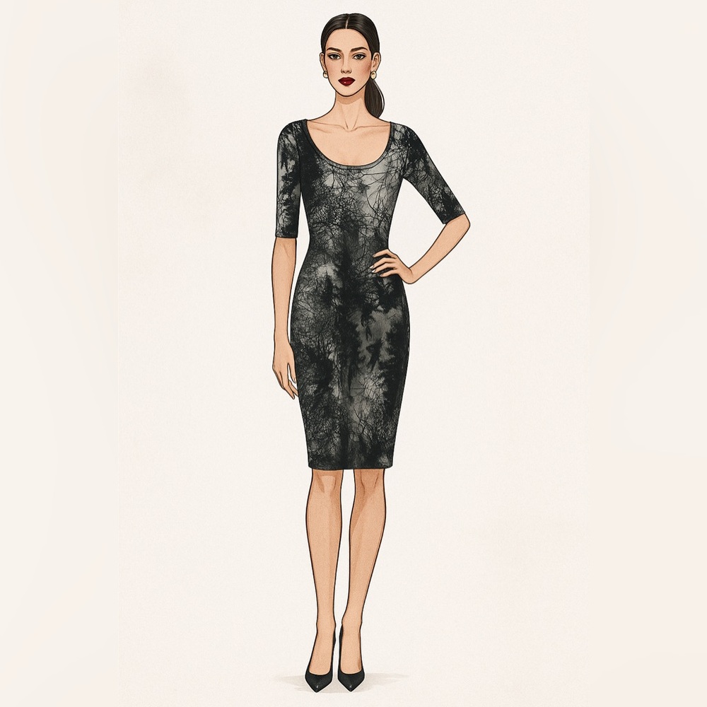 Elegant Black and Gray Women's Dress halloween vibe